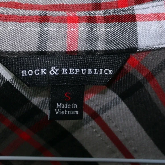 Rock & Republic  flannel shirt Small long sleeve plaid - Picture 7 of 7